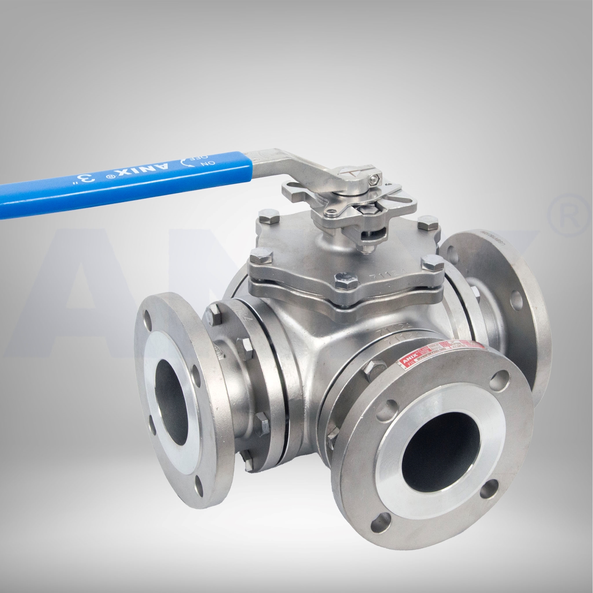 Picture of ANIX Stainless Steel 3-Way Flanged Ball Valve ANSI Class 150 