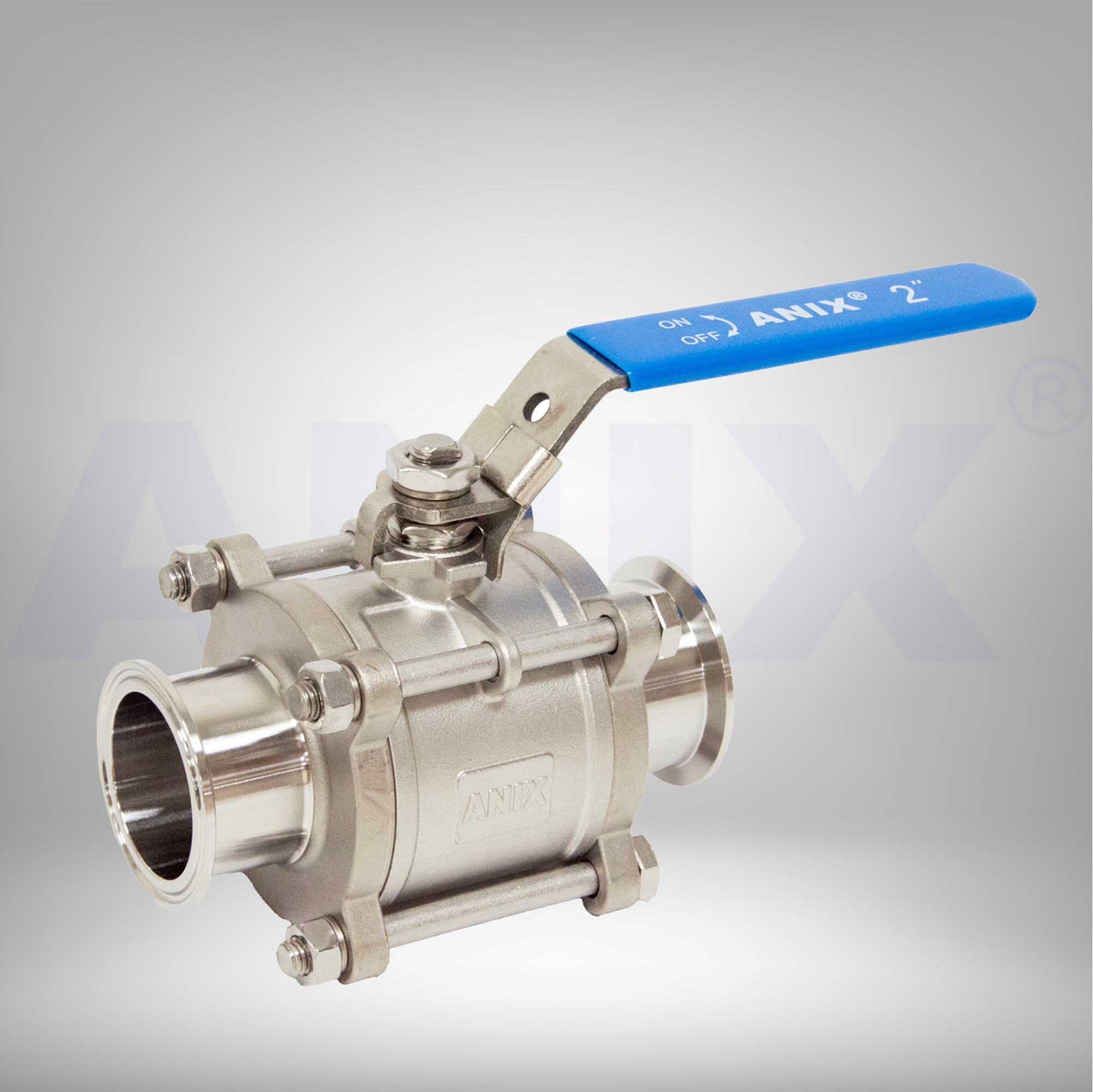 Picture of ANIX Stainless Steel Sanitary Clamp Ends 3-Piece Ball Valve 1000#