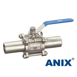 Picture of ANIX Stainless Steel Extended Long Weld Ends 3-Piece Ball Valve 1000#