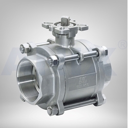 Picture of ANIX Stainless Steel 3-Piece Ball Valve 1000# NPT Threaded with Direct Mount Pad