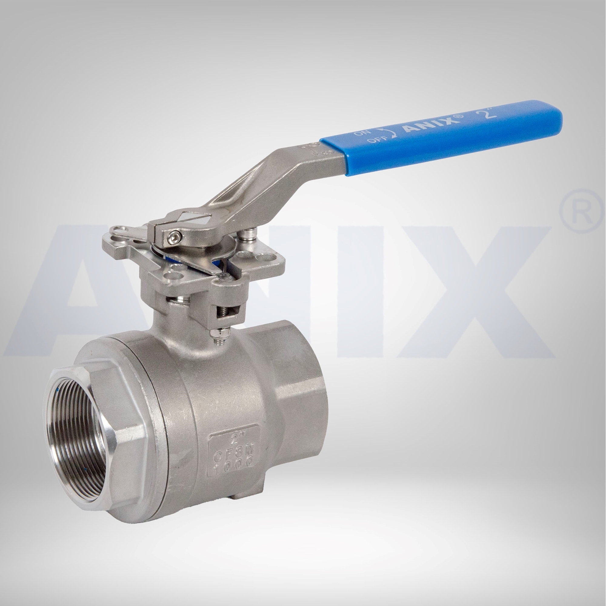 Picture of ANIX Stainless Steel 2-Piece Ball Valve 1000# NPT Threaded with Direct Mount Pad