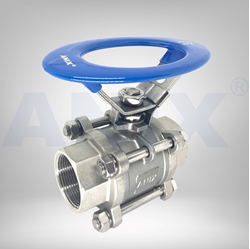 Picture of ANIX Stainless Steel 3-Piece Ball Valve 1000# NPT Threaded with Oval Handle 