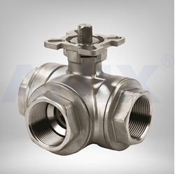 Picture of ANIX Stainless Steel 3-Way Ball Valve 1000# NPT Threaded with Direct Mount Pad