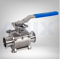 Picture of ANIX Stainless Steel Sanitary Clamp Ends 3-Piece Ball Valve 1000# with Direct Mount Pad