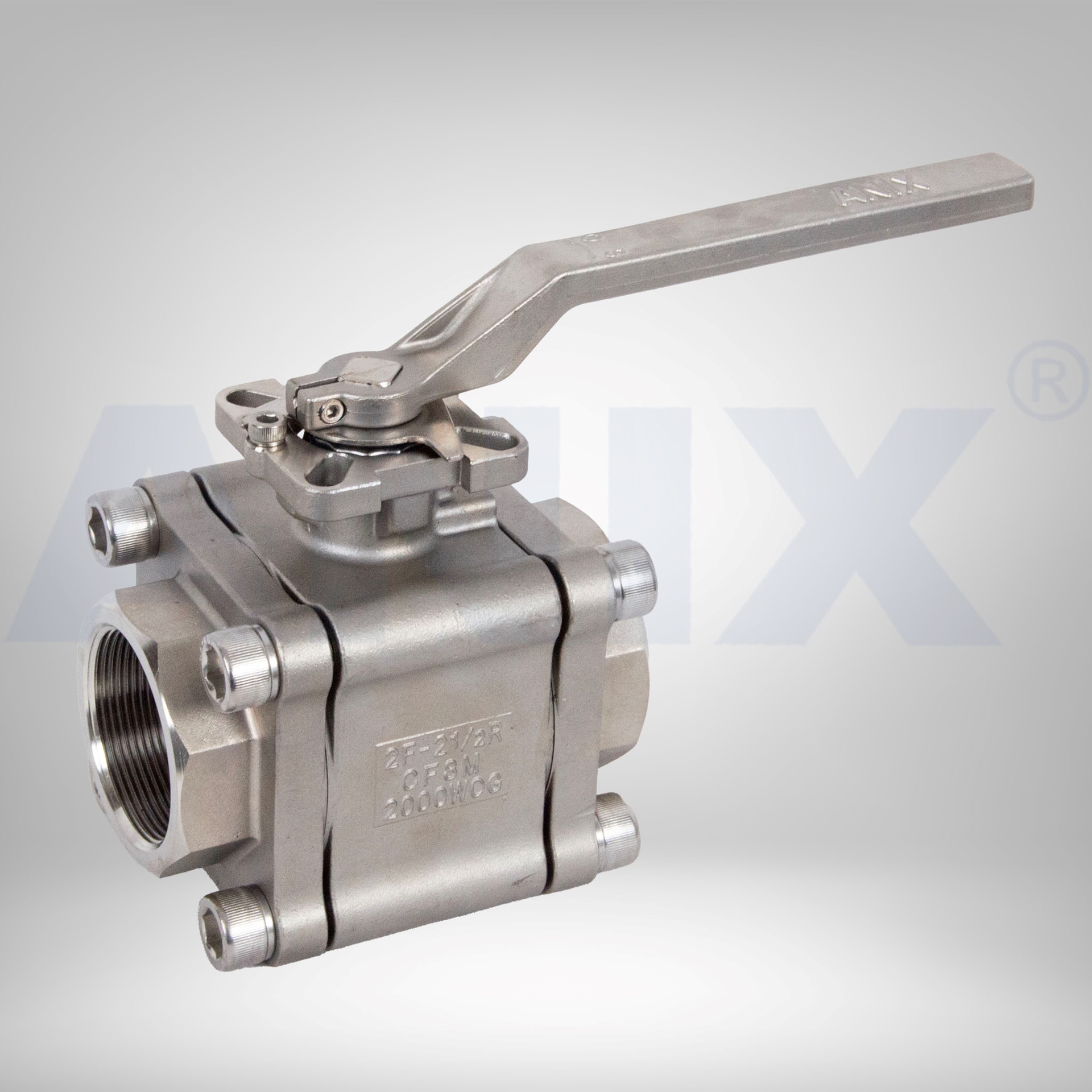 Picture of ANIX Stainless Steel 3-Piece Ball Valve 2000# NPT Threaded with Direct Mount Pad