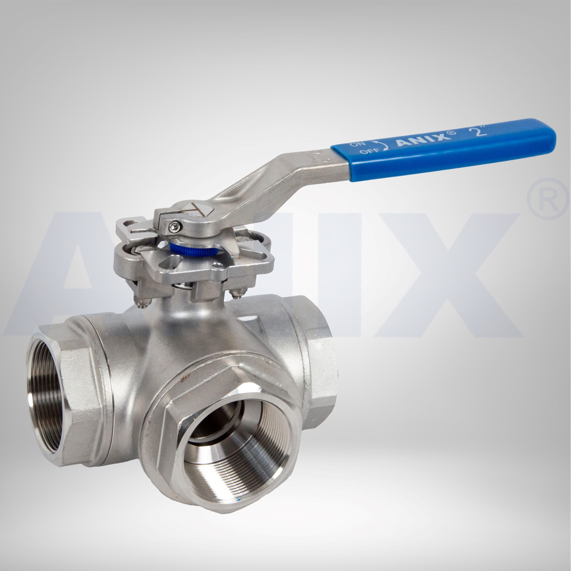 Picture of ANIX Stainless Steel 3-Way Ball Valve 1000# NPT Threaded with Direct Mount Pad