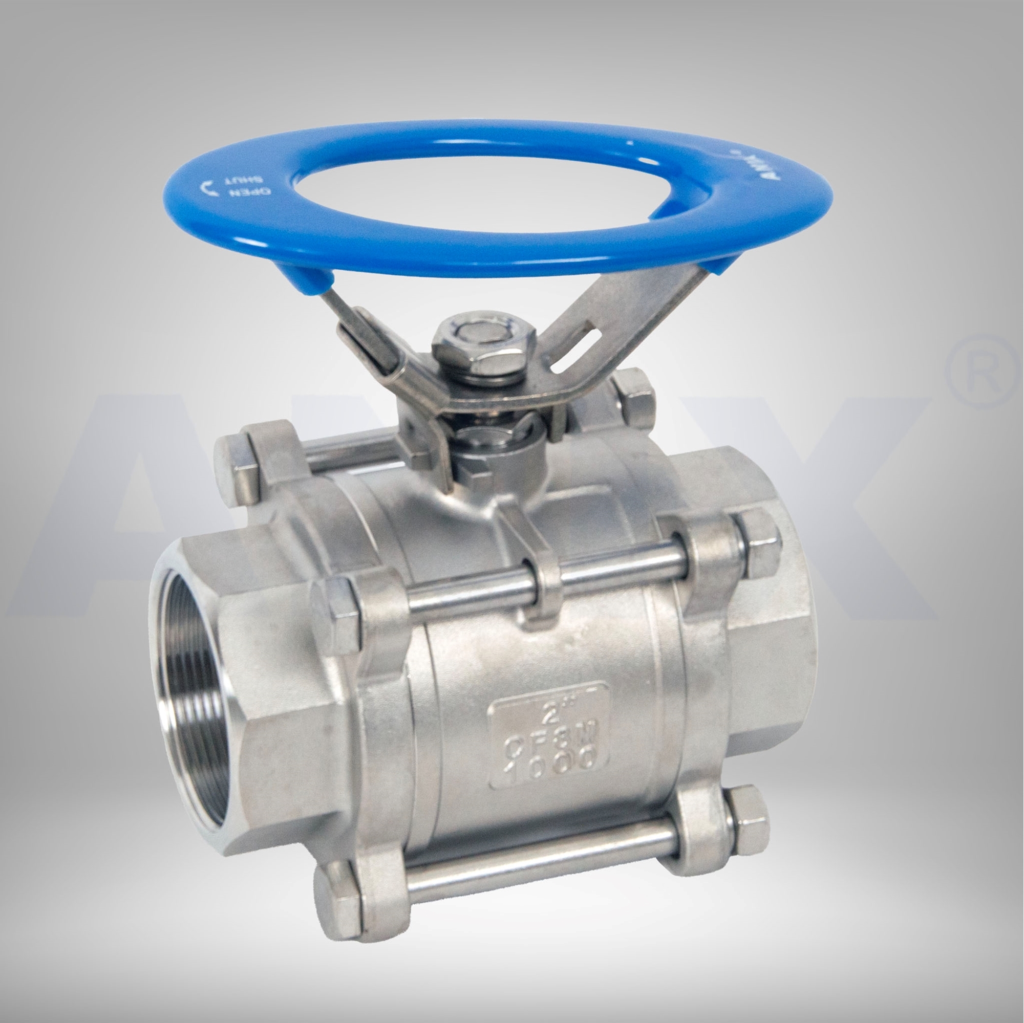 Picture of ANIX Stainless Steel 3-Piece Ball Valve 1000# NPT Threaded with Oval Handle 